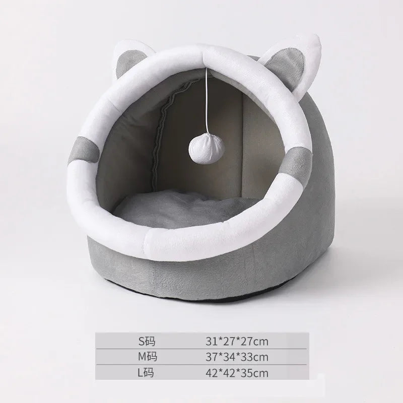 Cat Bed with Cushion and Tent, Soft and Washable