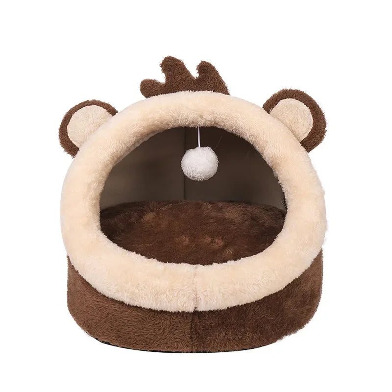Cat Bed with Cushion and Tent, Soft and Washable